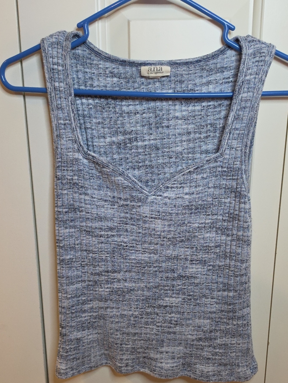 a.n.a Heathered Blue-Gray Ribbed Tank Top